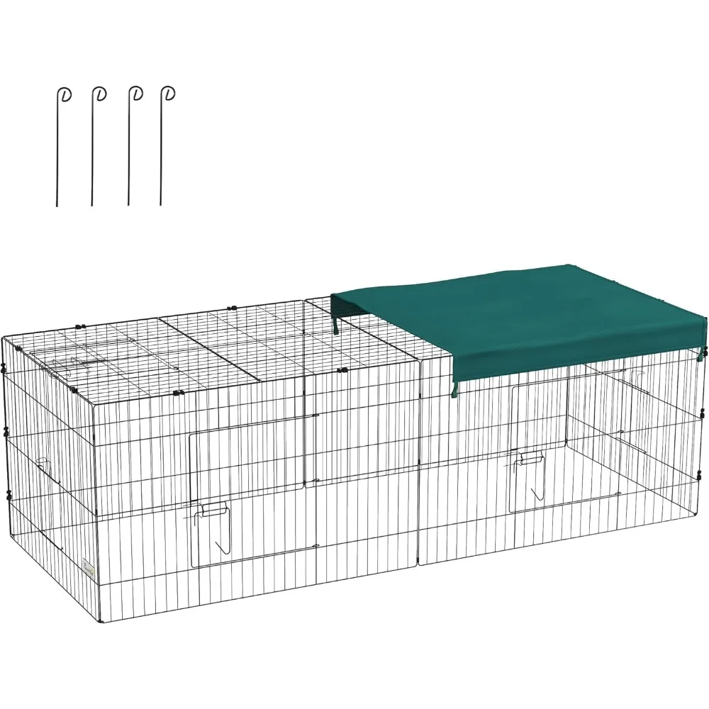 

87"LMetal Chicken Playpen, Small Animal Cage, Pet Playpen Yard Fence for Rabbits, Chinchillas with Roof for Indoor & Outdoor