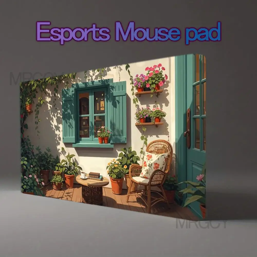 Peaceful Country Retreat XXL Desk Pad Bright Sunlit Home Art Non Slip Rubber Gaming Mouse Mat PC Table Ornament