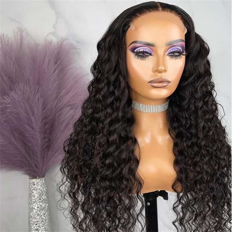 Perruque Lace Front Wig crépue bouclée noire pour femme, cheveux de bébé, cheveux longs pré-épilés, densité 180%, degré de chaleur, sans colle, 03/Wear, 26 po