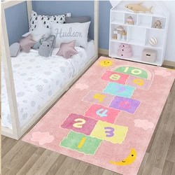 Alfombra de dibujos animados para niños, esteras de juego a cuadros para gatear y saltar, para dormitorio de niño y niña, decoración del hogar