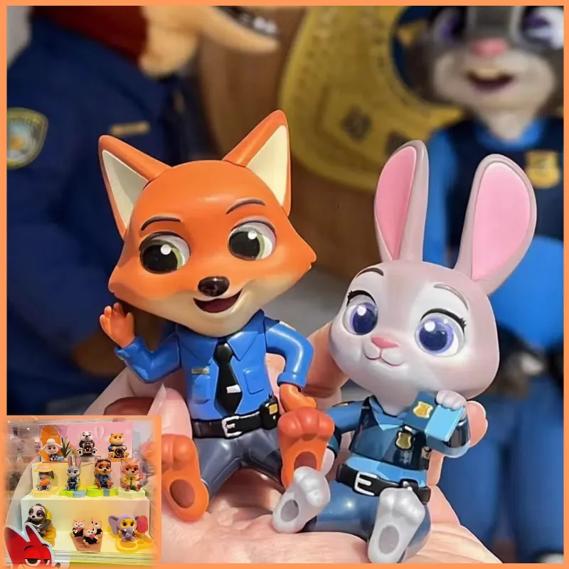 

Cute Cartoo Zootopia Series Sit Obediently Blind Box Figurines Judith Nick Flash Finnick Desktop Ornaments Children'S Toys Gifts