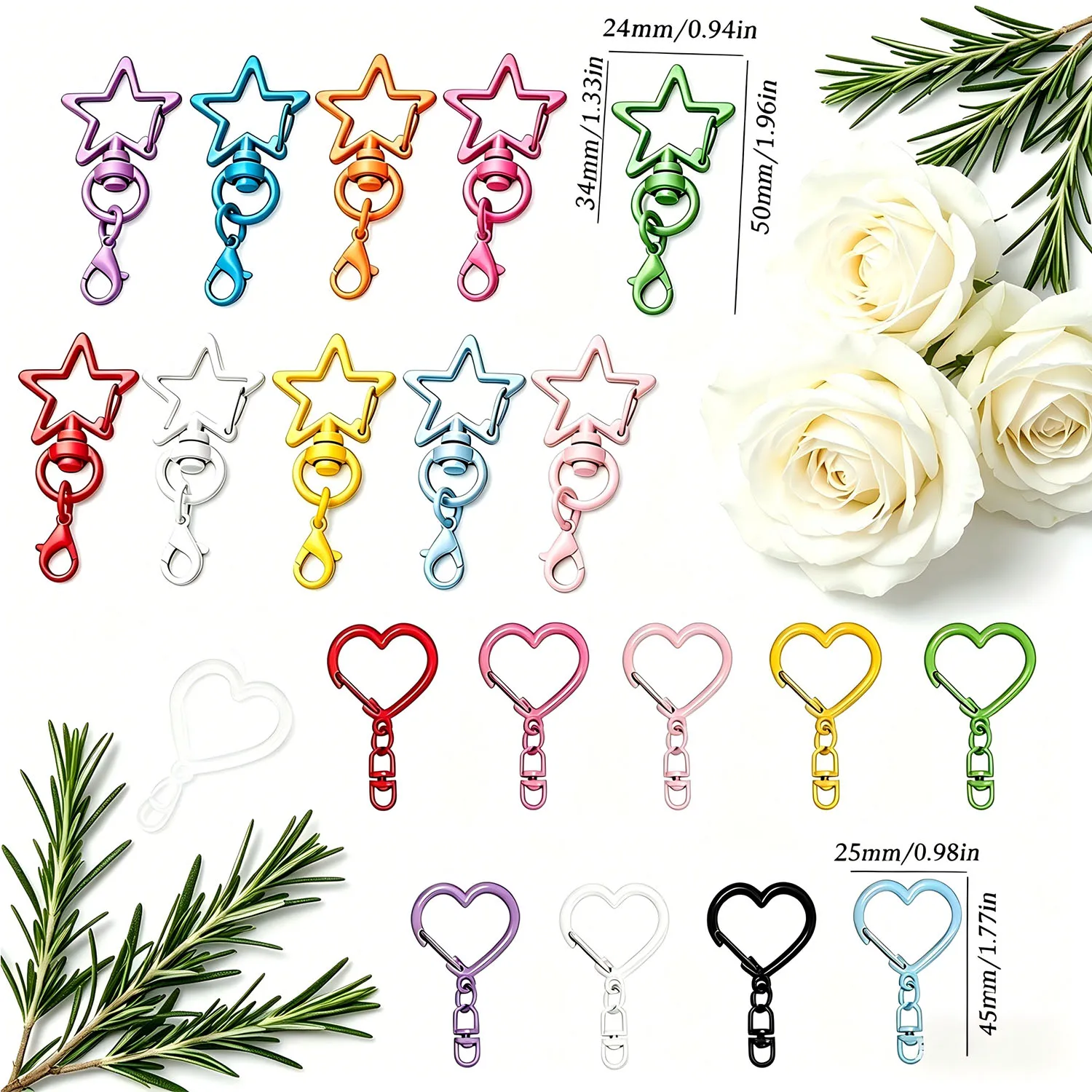 10/20pcs Colorful Key Chain Clasp Keyrings Big Lobster Clasp Hooks Keyfob Star Shaped Keychain for DIY Jewelry Making Supplies image 2