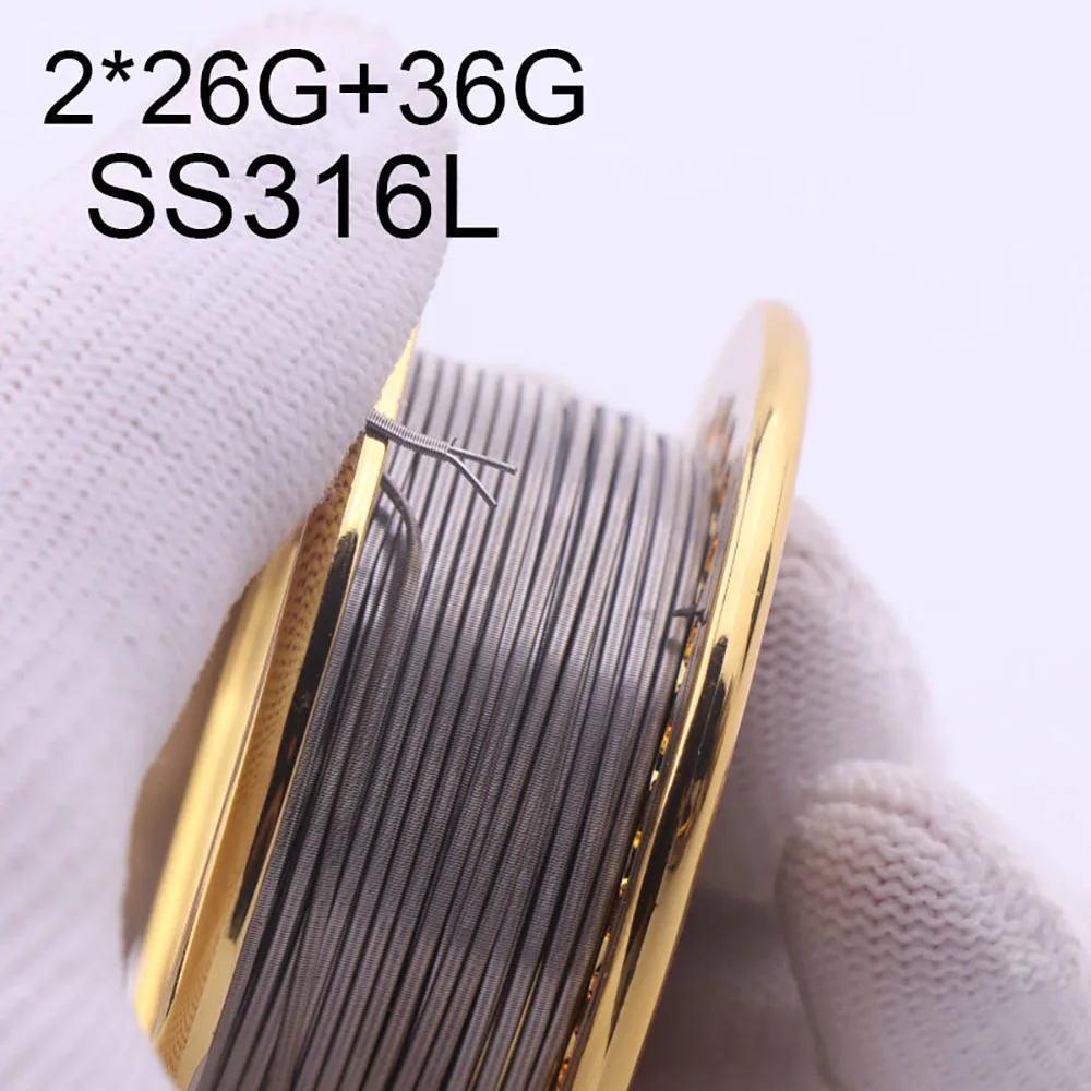 XFKM  A1/SS316/NI80 Hot 5m/roll NEW Fused Clapton  Two tri four core Heating Wires Coil Alien Clapton MTL coils Wire