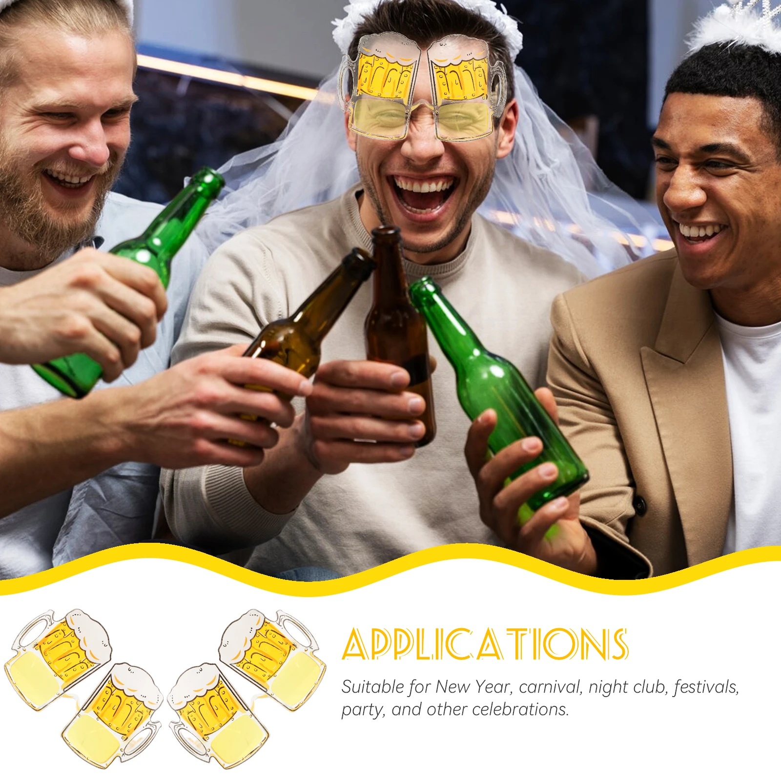 

2pcs Set Sturdy Party Eyeglasses Beer Mug Design Overflow Beer Cup Glasses Comfortable For Costume Party Stage Hawaiian Event