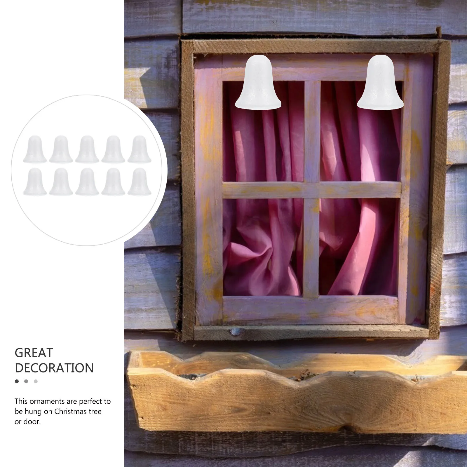 

10 Pcs Polystyrene Foam Bell Xmas Tree Hanging Bells Pendant Unfinished Christmas