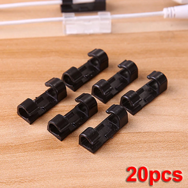 Self Stick Wire Cable Cord Clips Clamp Table Wall Tidy Organizer Holder Fixer Fastener Holder for Computer Data Cable