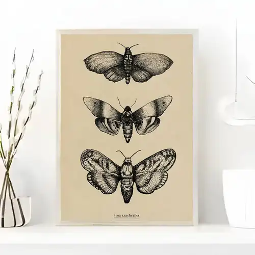 Black White Dark Butterfly Moth Poster art painting sticker with prints Home bedroom living room decoration gift - Image 13
