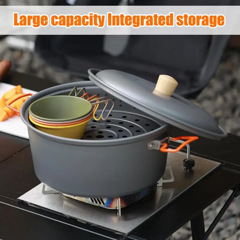 

Camping Pot Portable Large Capacity Camping Pan For Backpacking Heat-Resistant Portable Picnic Gear Lightweight Boiling Camp