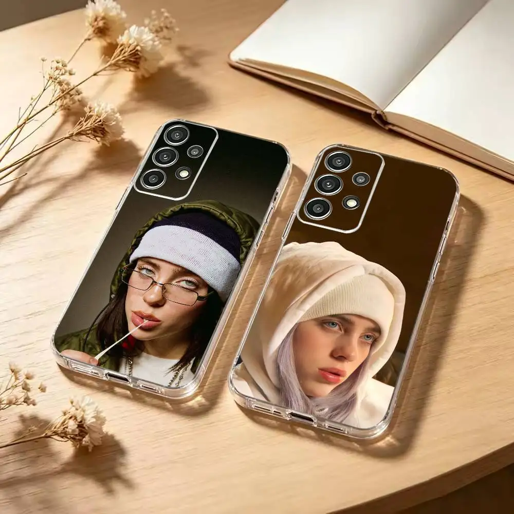 Pop L-Billie Eilish singer Phone Case Soft Transparent Case For Samsung S25,S24,S21,S23,S22,S30,Plus,S20,Ultra