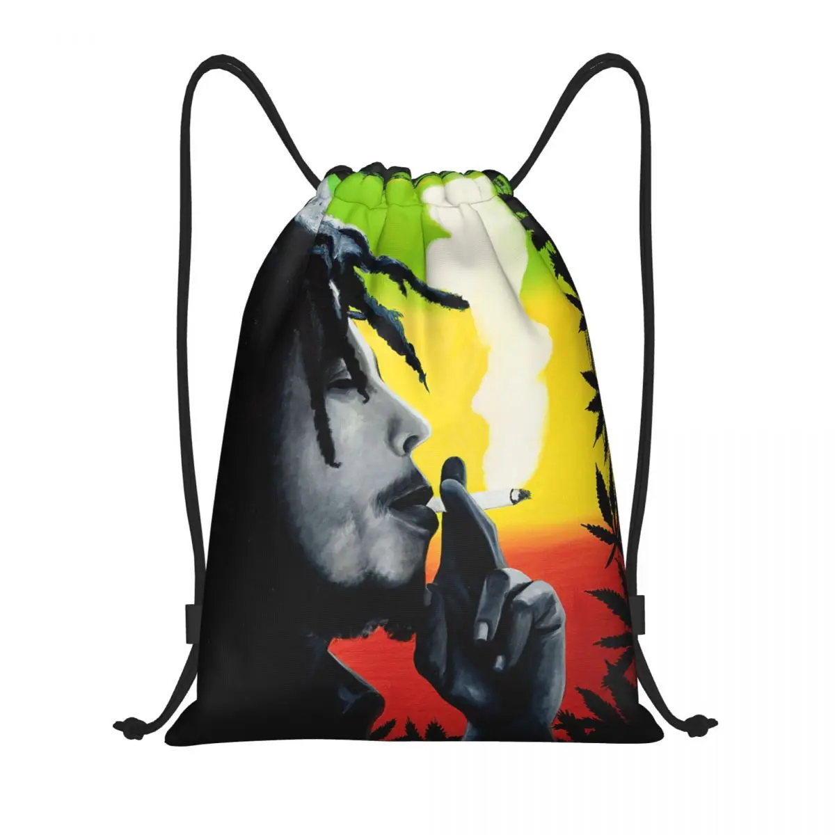 Bobs And Marley Smoking Jocelyn Passeron Unique Drawstring Bags Gym Bag Blanket roll Travel Backpack Humor Graphic