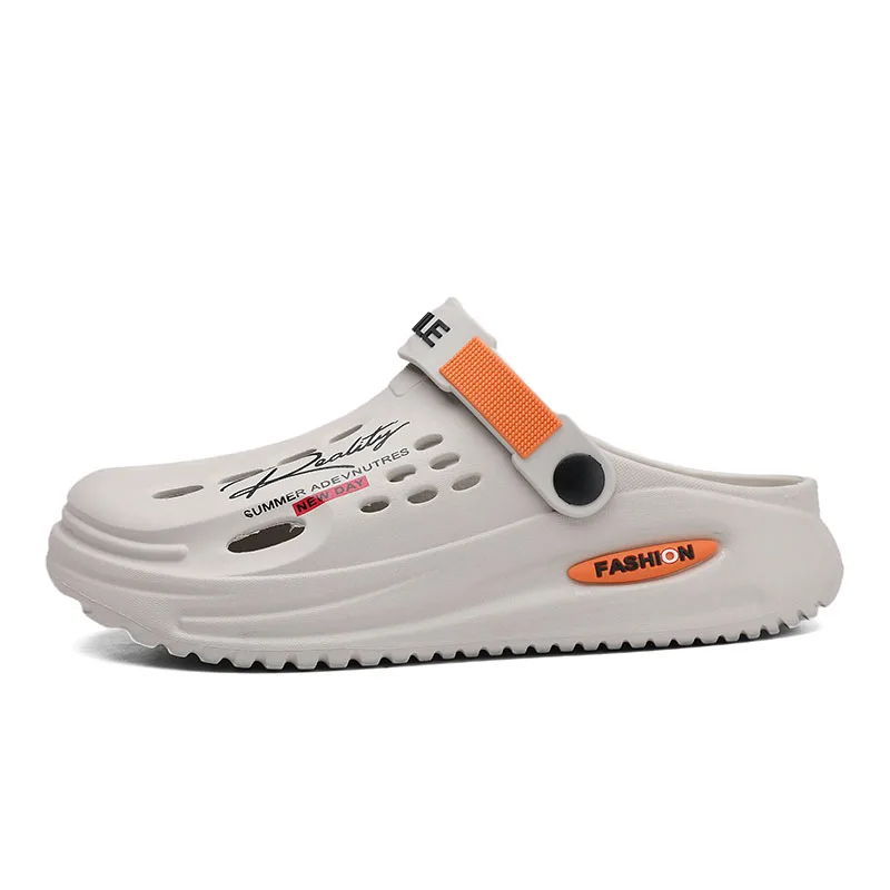 

Мужские пляжные сандалии-шлепанцы, сабо больших размеров (до 47), с мягкой подошвой, дышащие, для дома и сада, уличные нескользящие сабо