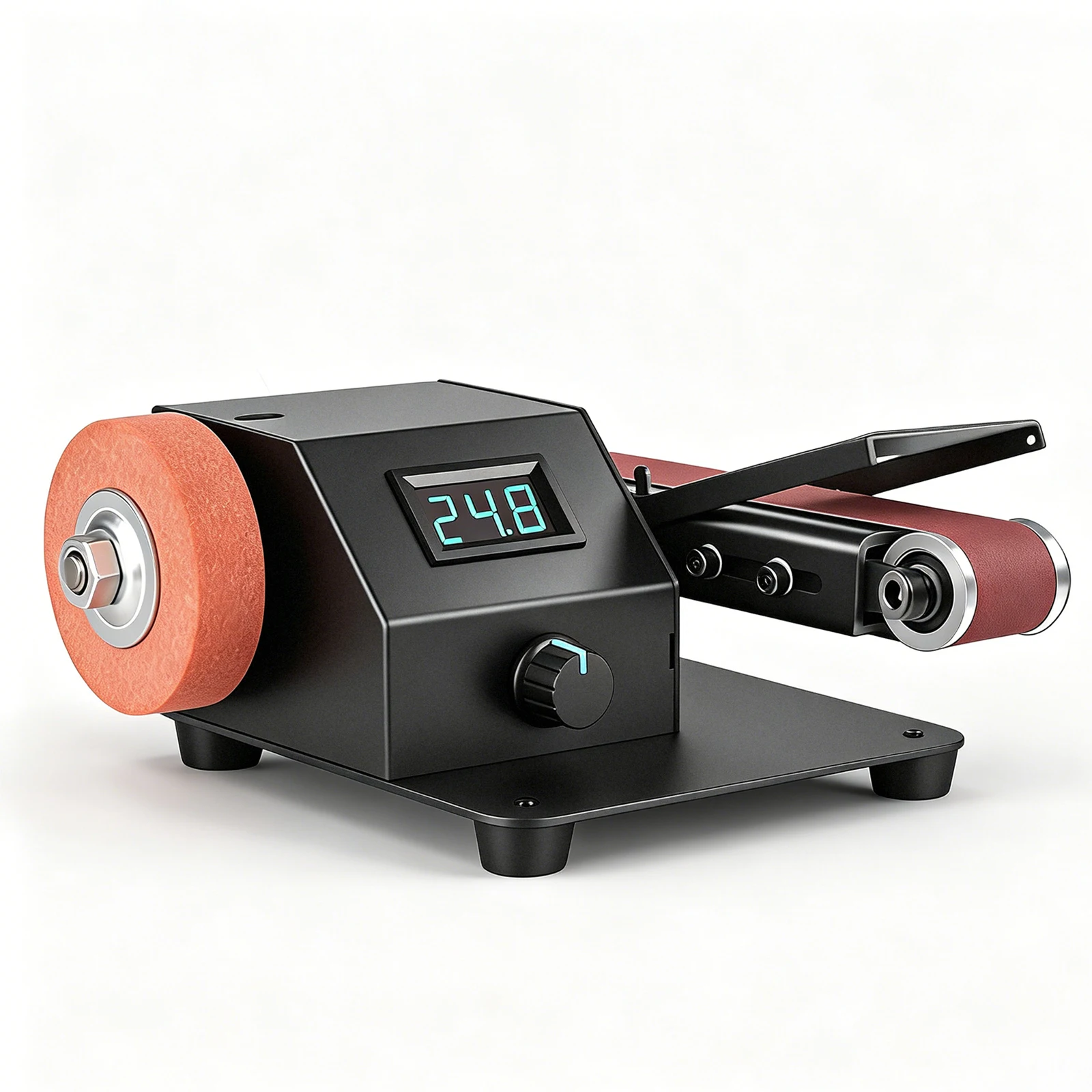 350W Mini-Bandschleifer, elektrische Schleifmaschine, stufenlos einstellbare Geschwindigkeit, inklusive 10 Schleifbändern, geeignet zum Schleifen von Holz und Metall.