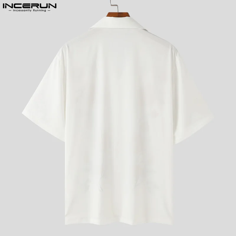 INCERUN Men Shirt Flower Printing Lapel Short Sleeve Vacation Casual Men Clothing Streetwear 2024 Summer Fashion Shirts S-5XL