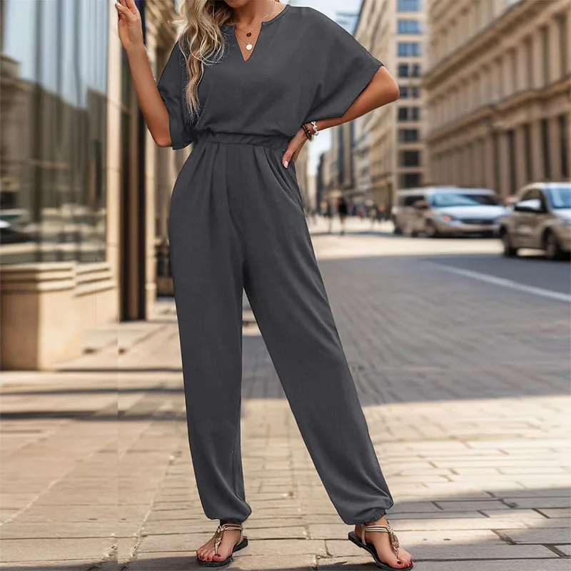 

New Summer Women's Casual Solid Color European and American Jumpsuit