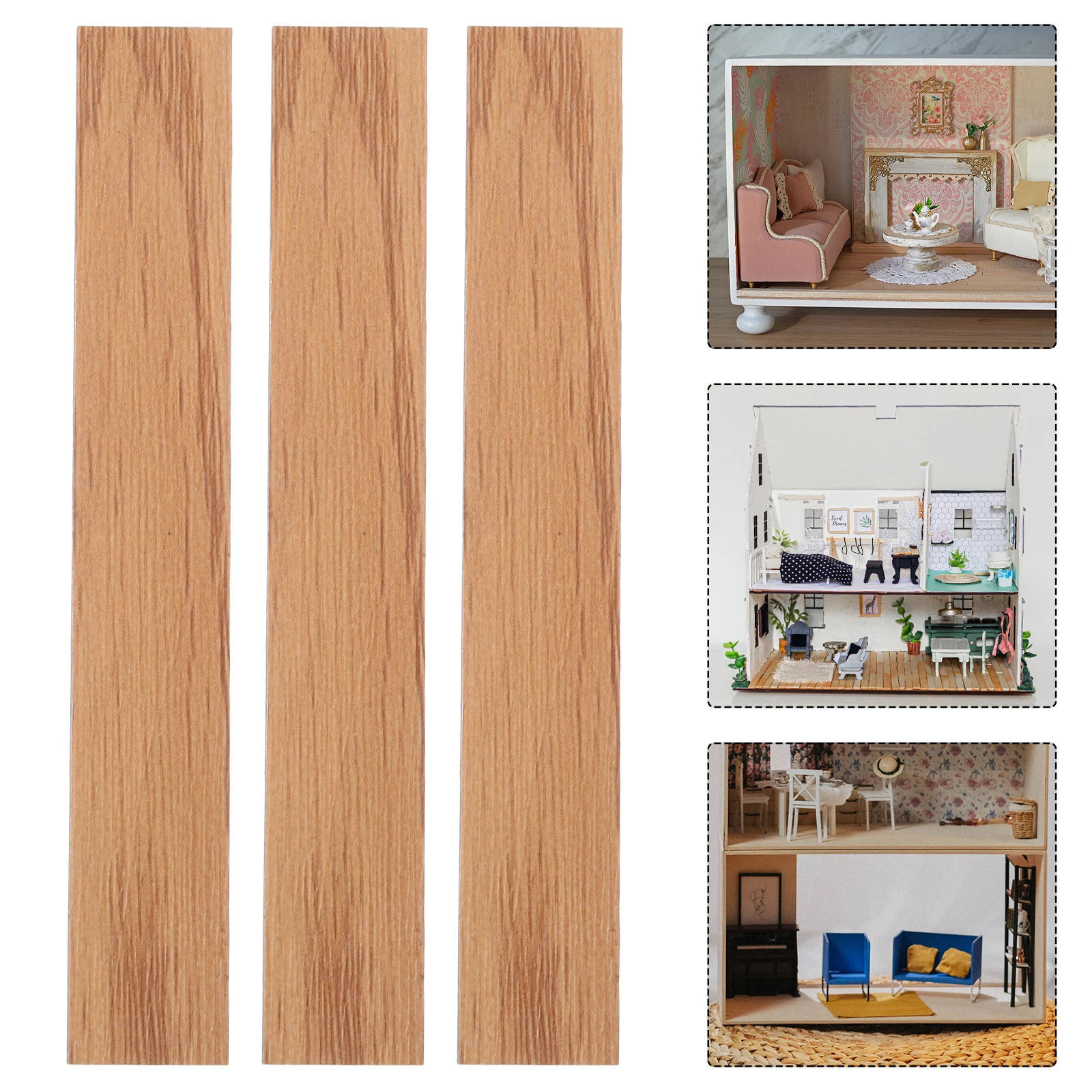 

40pcs Mini Dollhouse Flooring Miniature Diy Wooden Floor Boards 1:12 -Resistant Realistic Wood Grain For House