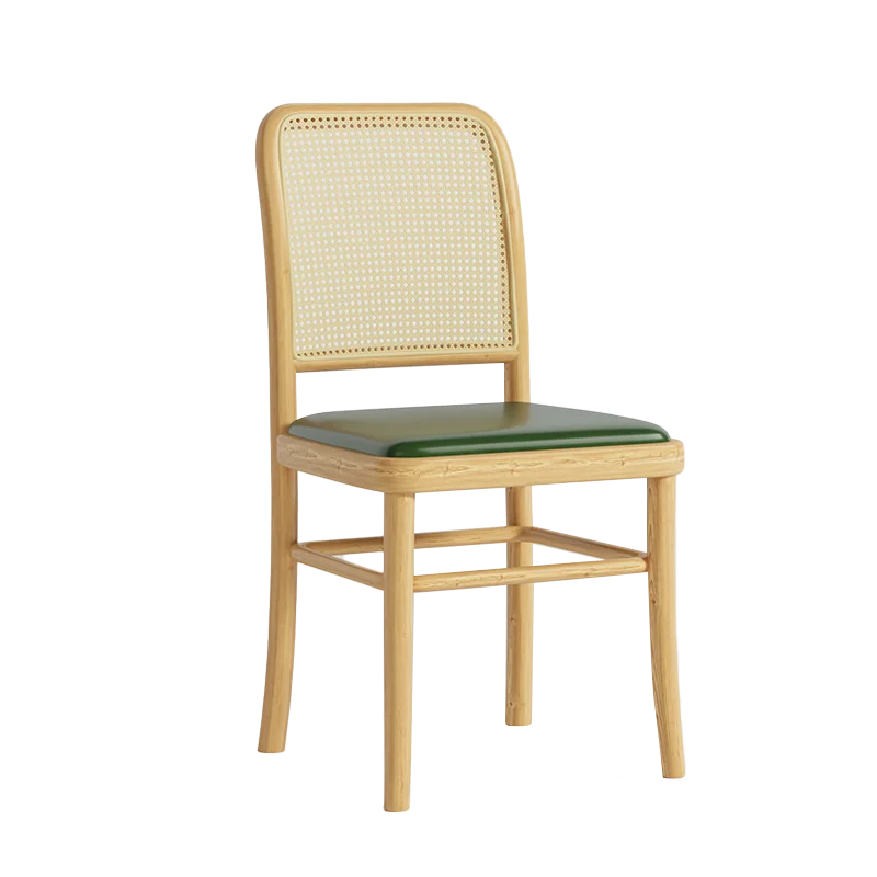 Solid Wood Dining Chair Restaurant Cane Nordic Style Rattan Chair Natural Eco-friendly Customized Modern Restaurant Furniture