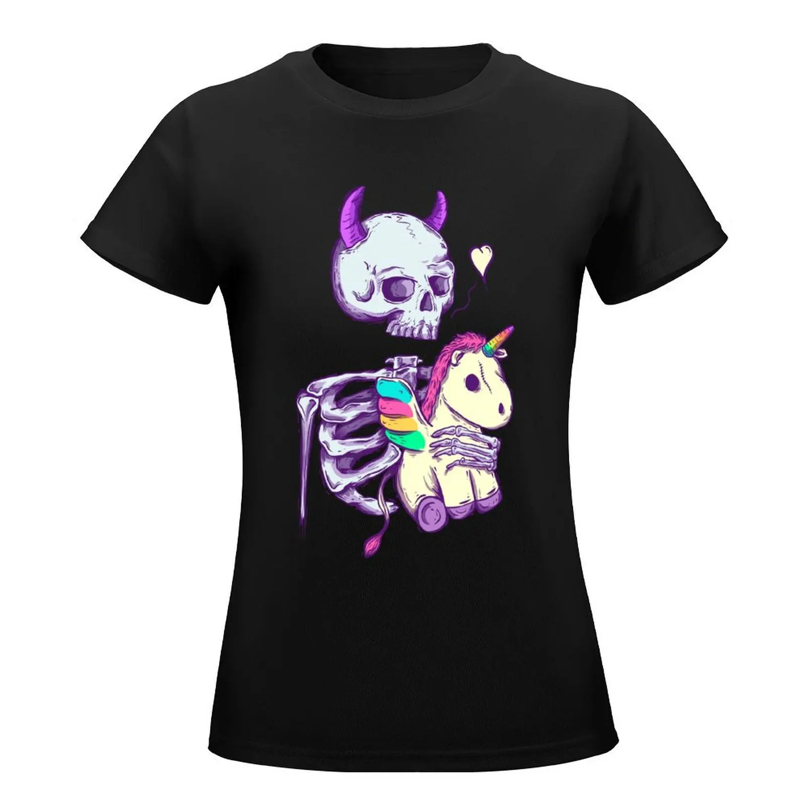 Cute skeleton with unicorn T-Shirt kawaii clothes korean fashion plus size tops cat shirts for Women