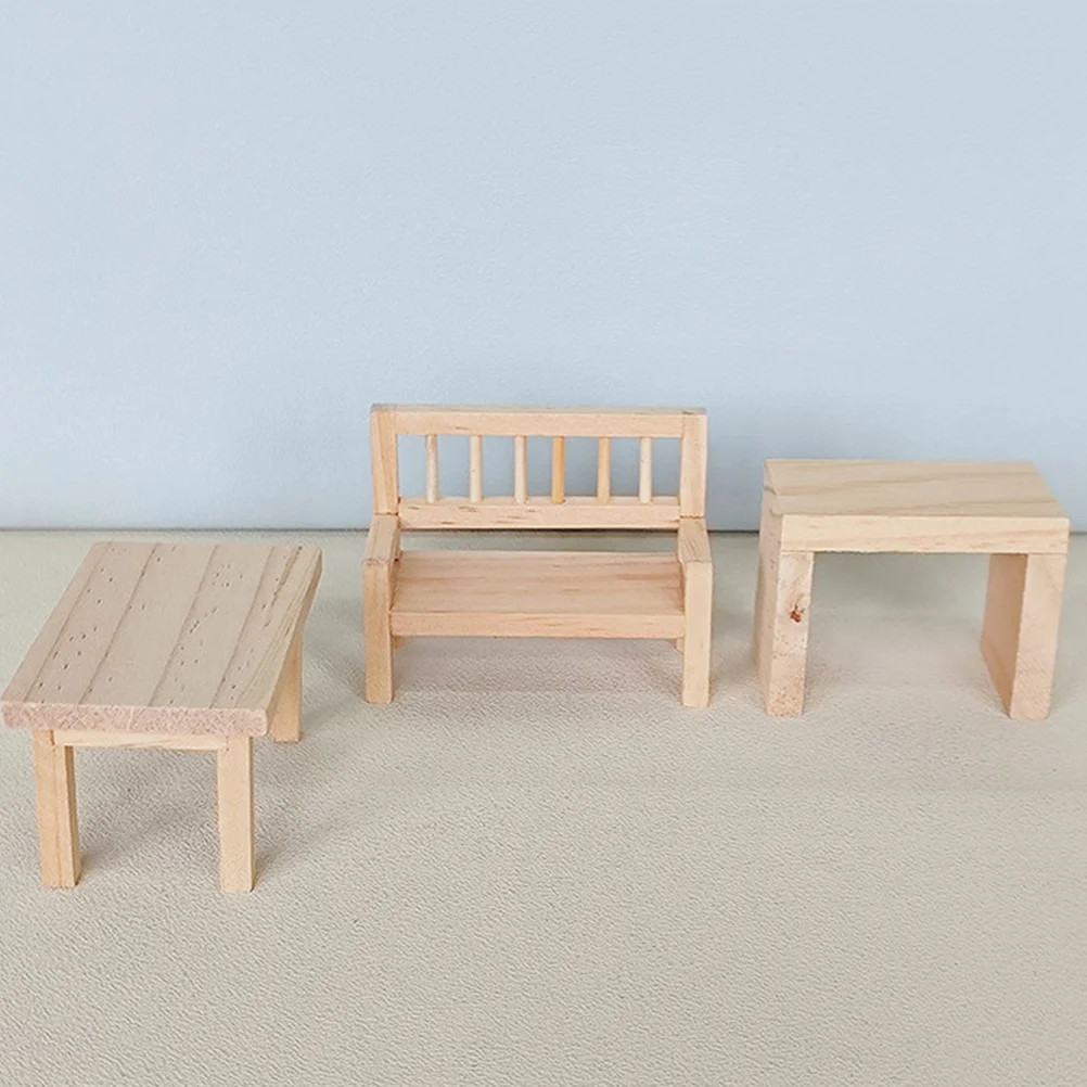 

1 комплект, мини-стол, набор стульев, деревянная мини-мебель для дома, реалистичный дизайн, способствующий творчество, хороший подарок, Новый год, Рождество