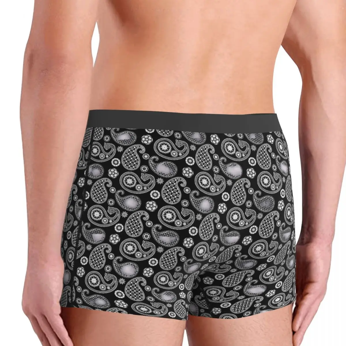 Ropa interior con estampado de Paisley, calzoncillos Boxer personalizados en blanco y negro, calzoncillos masculinos Trenky, pantalones cortos elásticos, calzoncillos de regalo