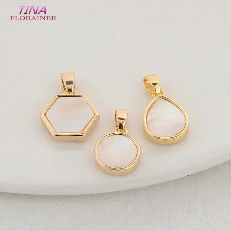 14K Gold Color Plated and Sheel Drop Round Shape Charms Pendants Jewelry Making Supplies Diy Accessories
