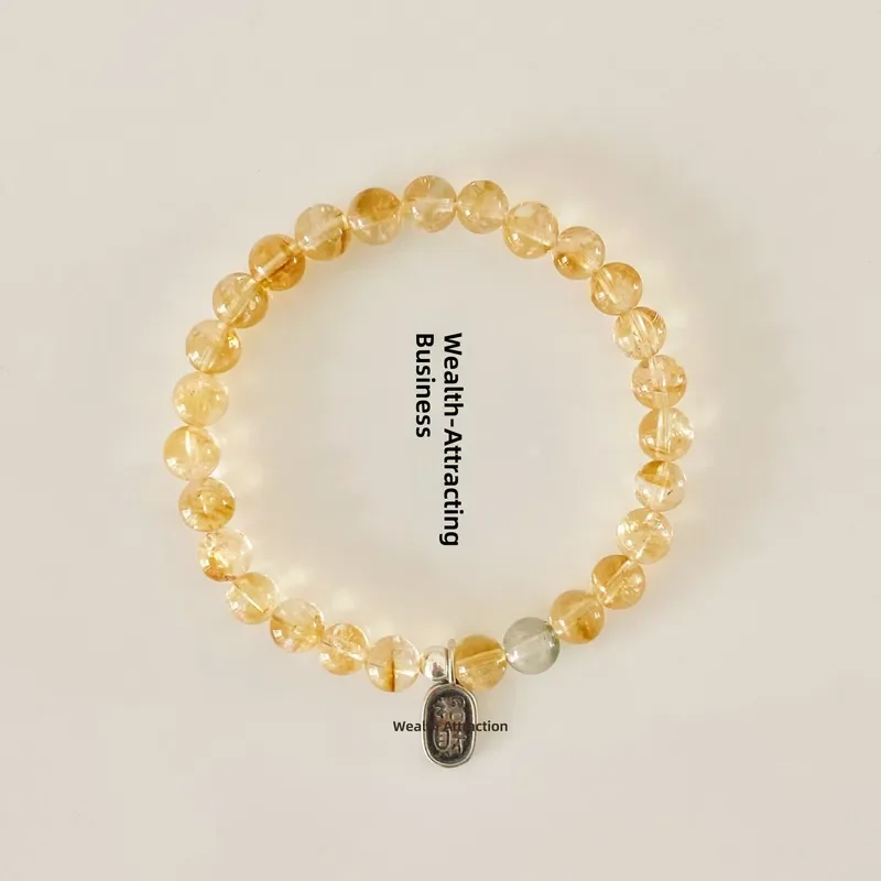 S925 silver recruit + tag natural citrine bracelet girls light luxury yellow tower crystal green ghost new Chinese bracelet m