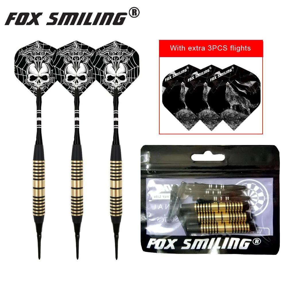 Fox Smiling 3PCS 18g Elektronik Yumuşak Dart Bakır Namlu ve Alüminyum Şaftlı serin dart uçuşları