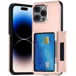 For iPhone 16 Pro Max 15 14 Plus 13 Pro Max Wallet Case with Hidden Card Slot Holder Heavy Duty Protective Phone Cover
