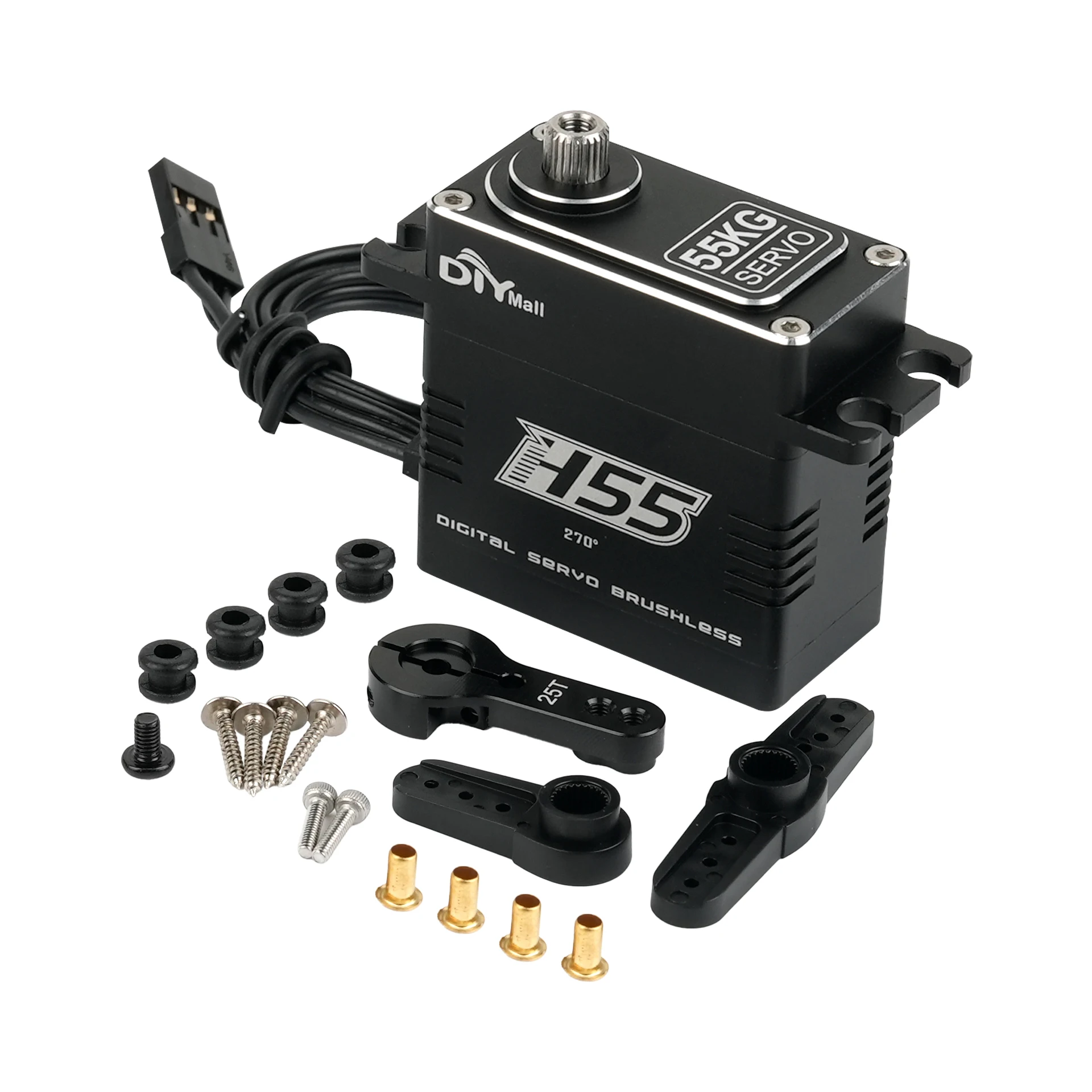 Full Body Metal H55 55kg Waterproof Servo PWM Digital Servos Brushless Motor High Torque Servo for 1/8 1/10 1/12 RC Car Robots