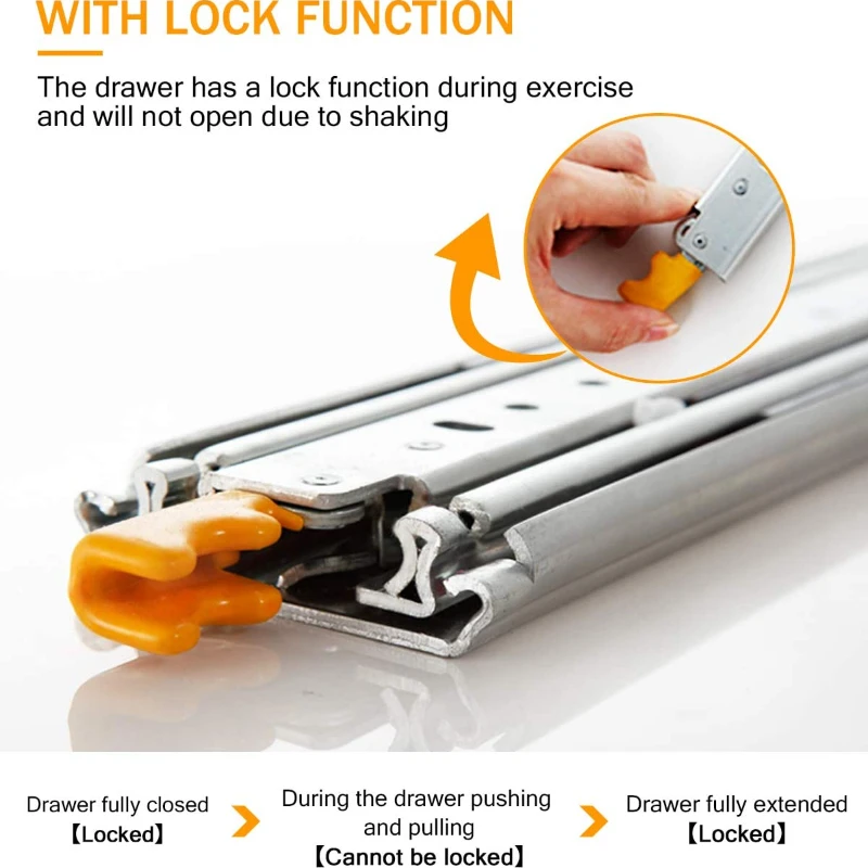 Imagem -04 - Corrediças Resistentes da Gaveta com Função do Fechamento 76 mm Ultra Alta Capacidade de Carga da Gaveta Corredores Ferragem Profissional da Mobília