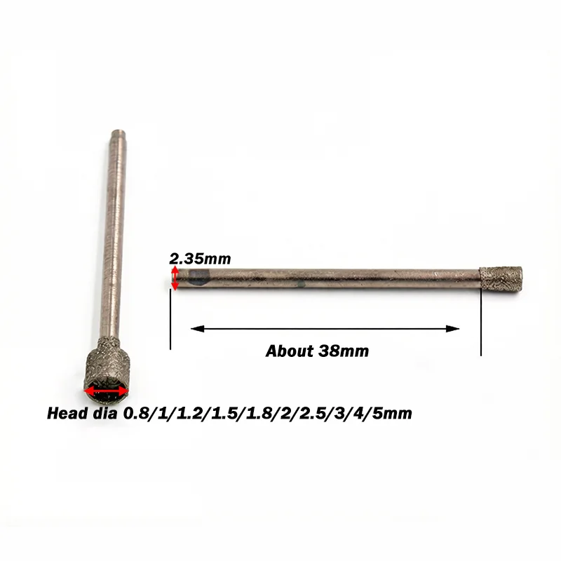 2.35mm Shank Concave Burr Needle Polishing Abrasive Hollow Cup Diamond Burr Mounted Stone Carving for Rotary Tool Include Dremel