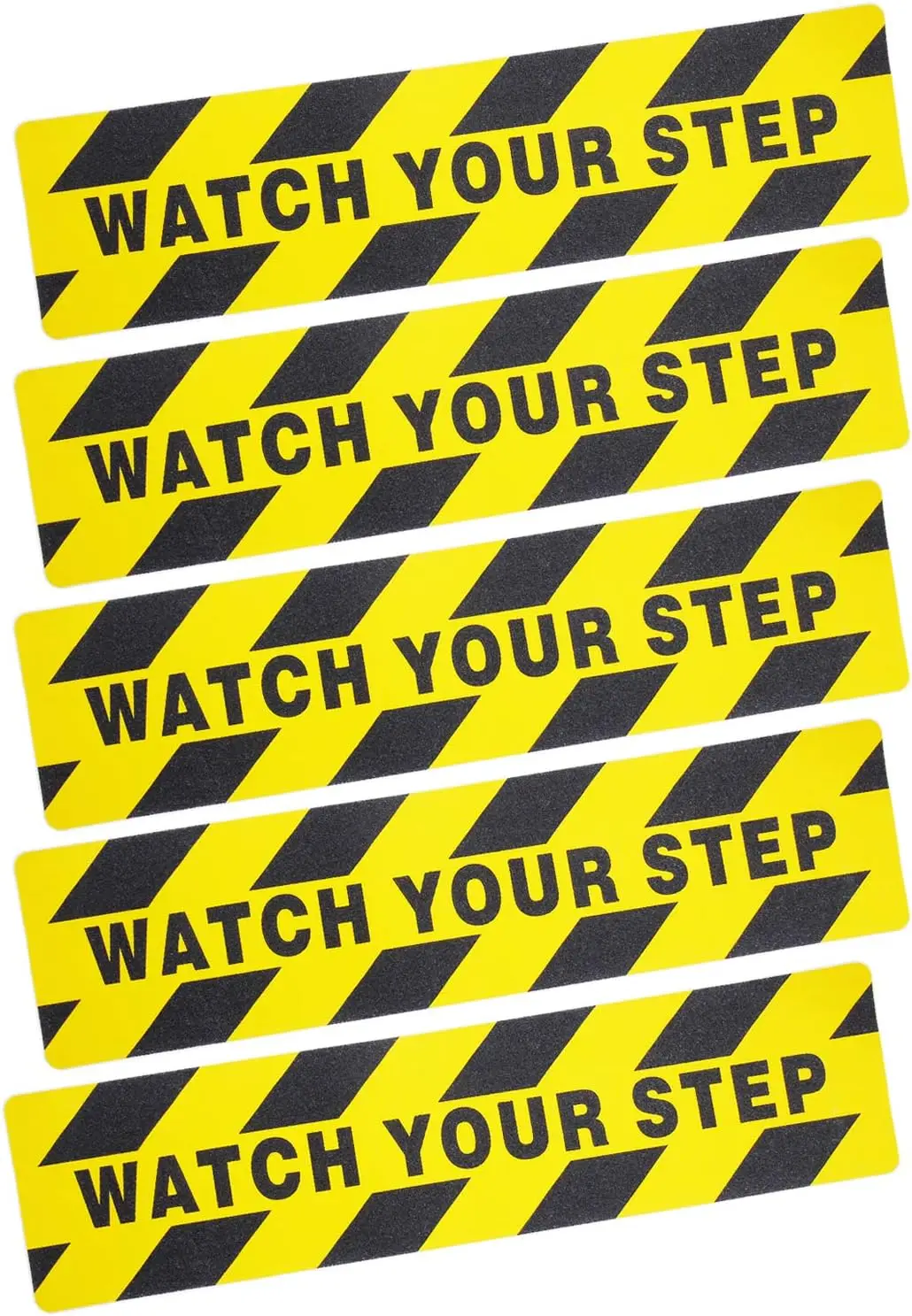 

5-Piece Caution Tape Set, Anti-Slip Safety Signs for Wet Floors, Black and Yellow, 6x24 Inches