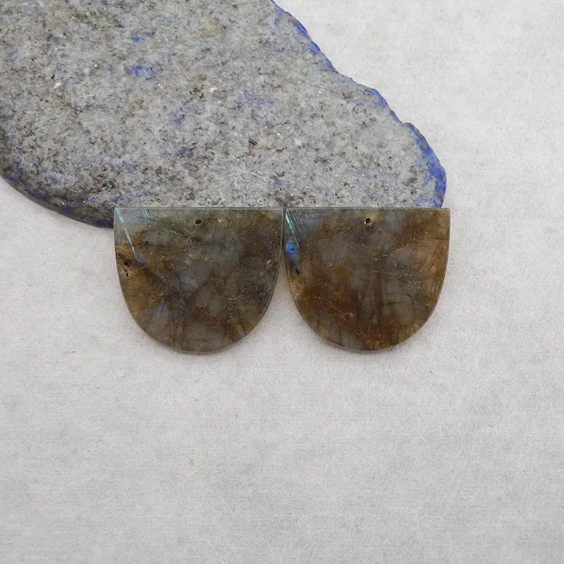 

B&F Labradorite Earring Beads 29x25x3mm 10.6g Handmade Natural Polished Stones for Jewelry Making Supplies