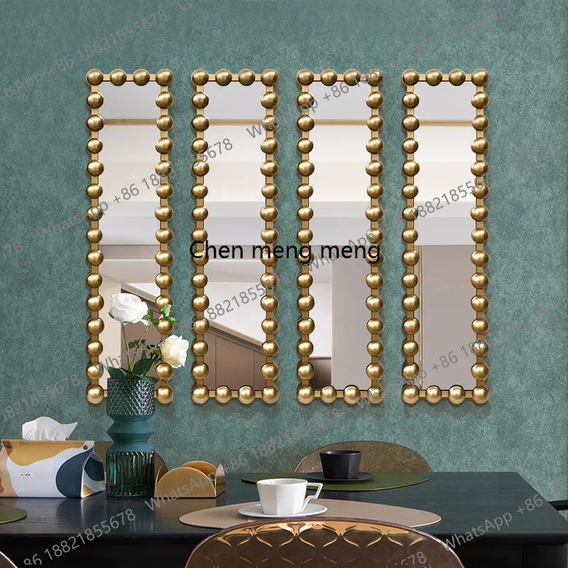 

French retro full-length mirror wall-mounted bedroom light luxury American wall-mounted ultra-narrow art full-length mirror