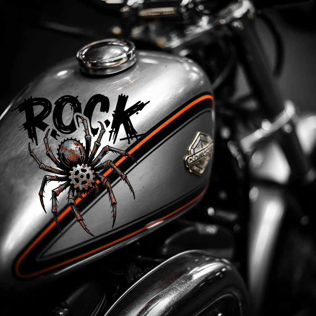 

10pcs- Heavy Metal Punk Style Spider, Self-adhesive stickers for cars, trucks, laptops, luggage - horror theme veh