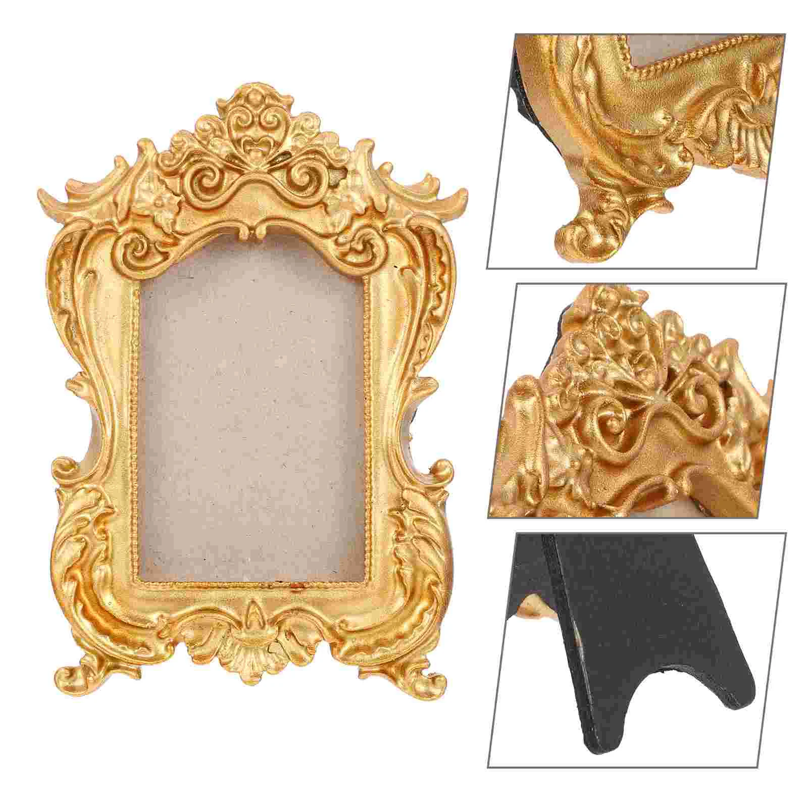 

Vintage Picture Frames Photo Displaying Holder Desktop Decor Decorative Golden Tabletop Office