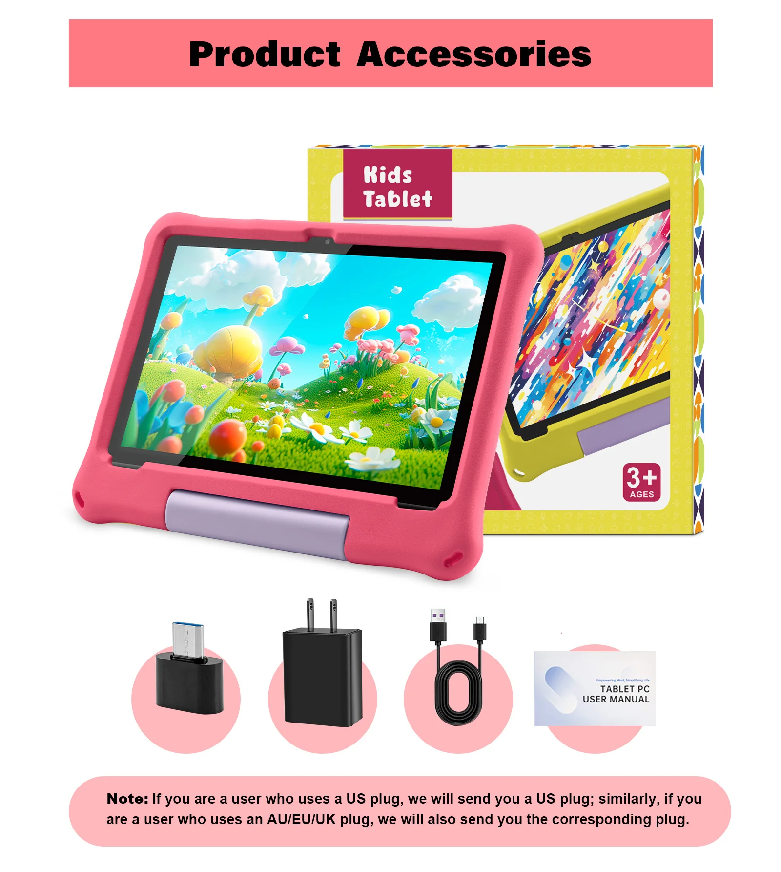 Paitanry 10.1 inch Kids Android 15 Tablet 8GB (4+4GB) RAM 64GB ROM 5000mAh Octa-core Wifi Kinderen Leer Tablet