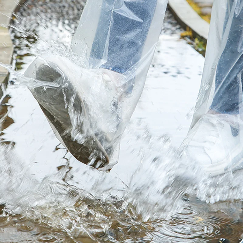 Cubiertas impermeables para zapatos de lluvia, cubiertas desechables de plástico antideslizantes, gruesas y duraderas, productos portátiles para el día lluvioso, 10/20 piezas