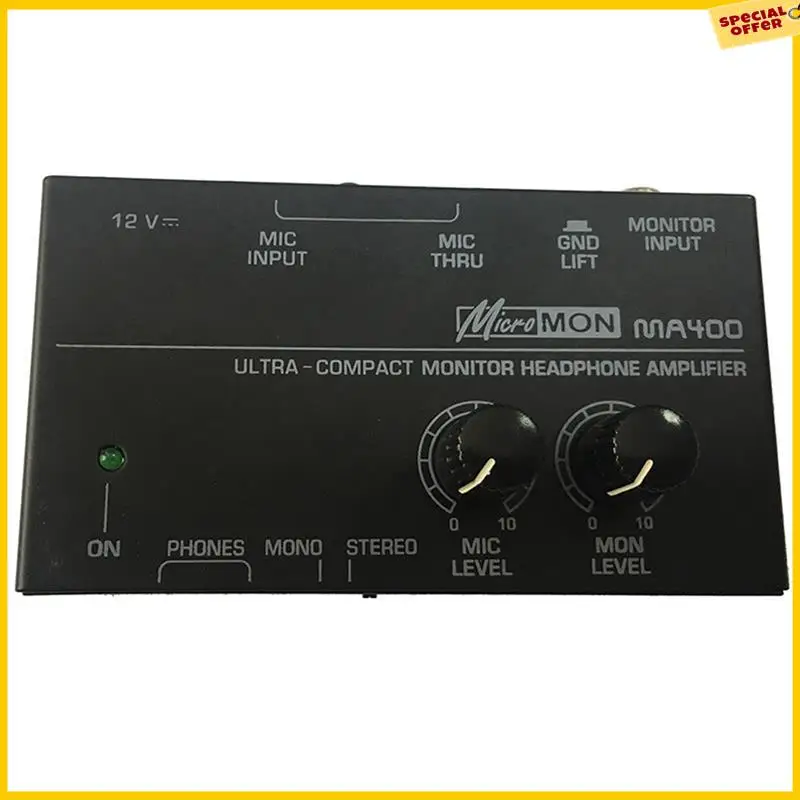 A25P New MA400 Headphone Preamplifier Microphone Preamplifier Audio 6.35Mm & 3.5Mm Headphone Outputs Mixer EU Plug Durable