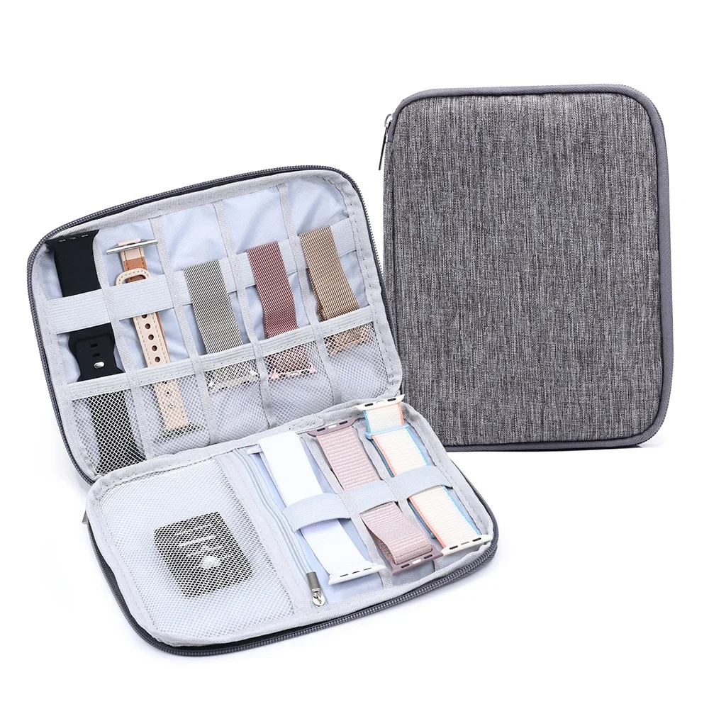 Portable Watch Organizer Multifunction Storage Bag for Apple Watch Strap Band Data Cable Earphone Travel Pouch Bag Holder Case