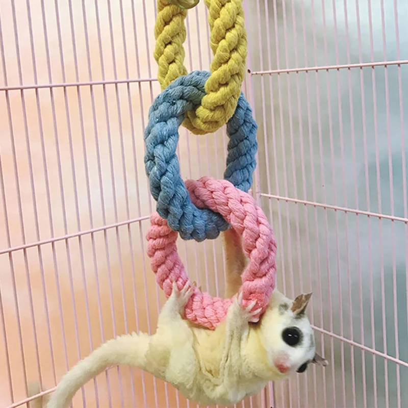 Hamster Climbing Rope Toys Sugar Glider Cage Accessories Hanging Swing Cage Toy Bird Parrot Rope Swing Toy for Climbing Exercise