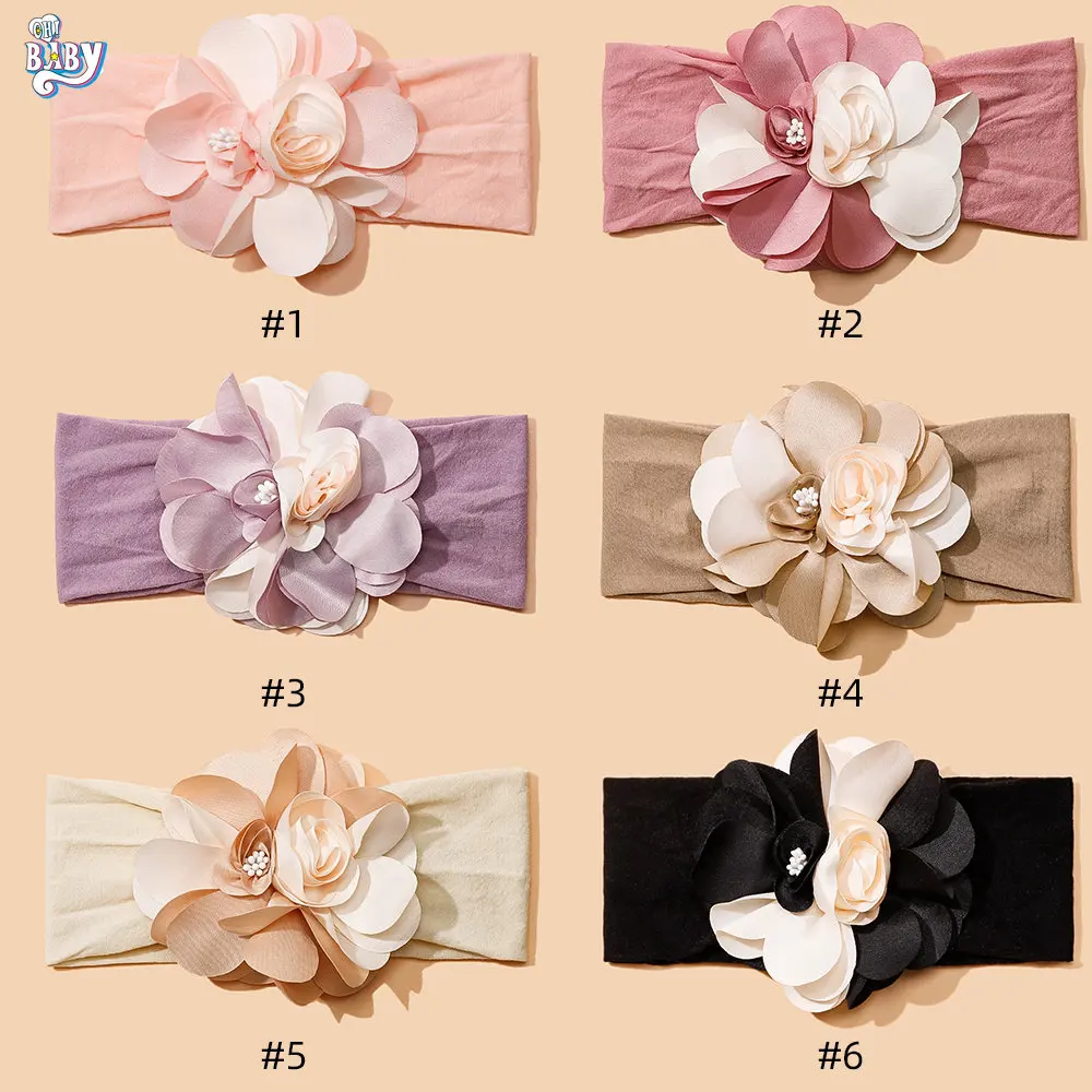 Baby Accessories for Newborn Toddler Kids Baby Girl Boy Flower Elastic Nylon Headbands Fashion Headwear Soft Hair Bands