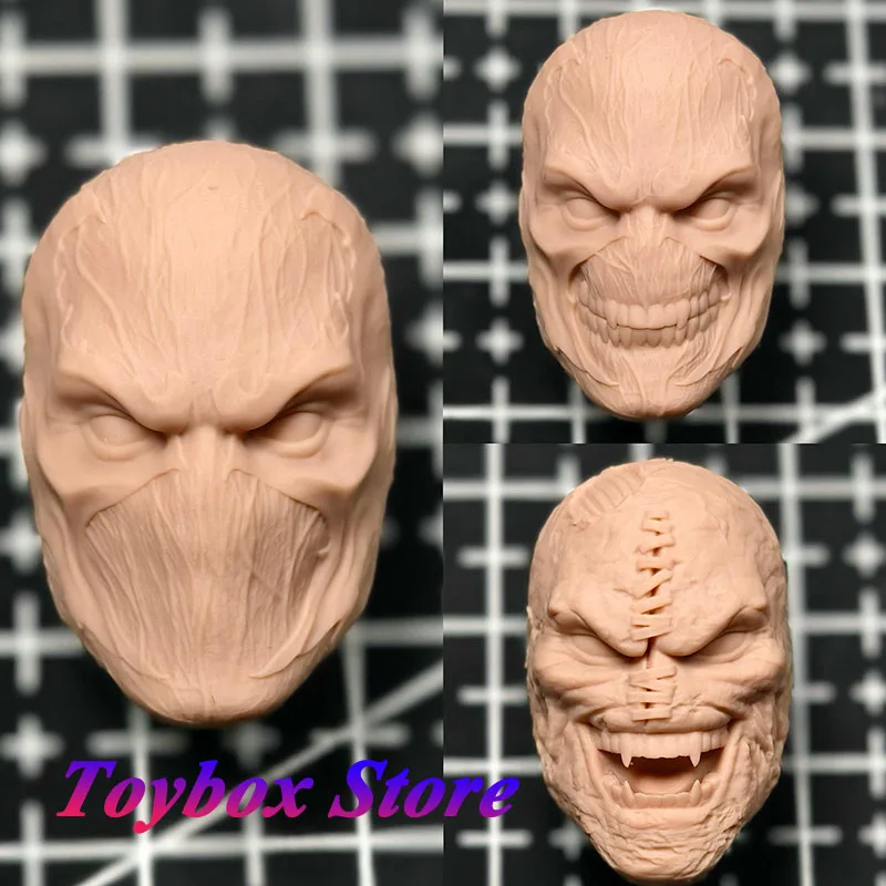 Customization 1/12 Scale Spawn Horror Face Close Open Mouth Unpainted Head Sculpt Model Toys For 6