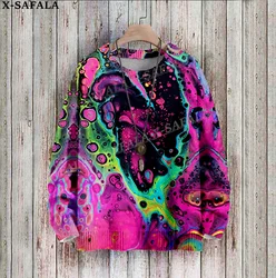 Hippie Psychedelic Colorful Trippy Sweaters 3D Printed Knit Sweater Funny Gift Jumpers Tops Couple Holiday Party Unisex Casual-9