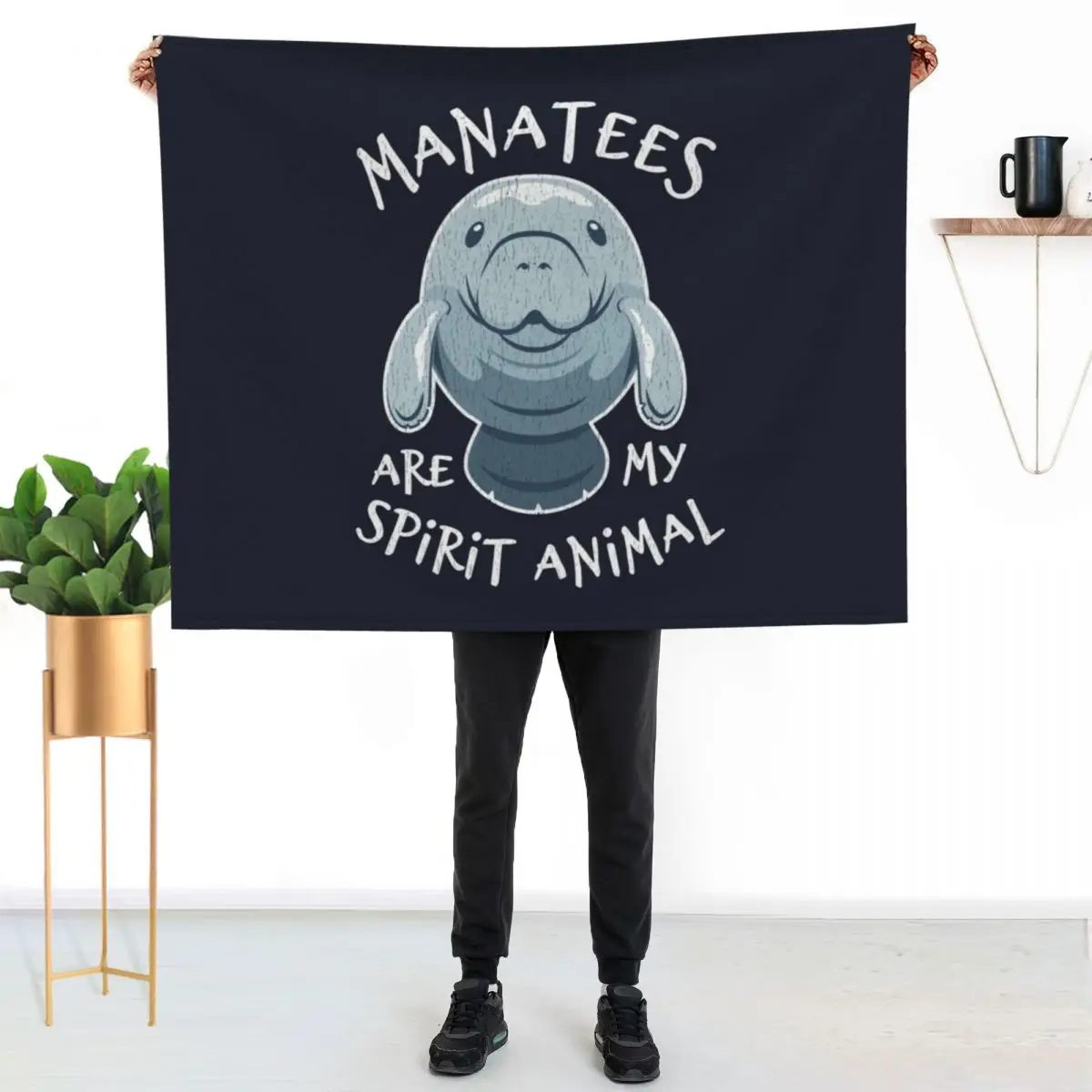 Manatees Are My Spirit Animal - Cute Manatee Throw Blanket Faux Fur Soft Warm Blanket for Bed