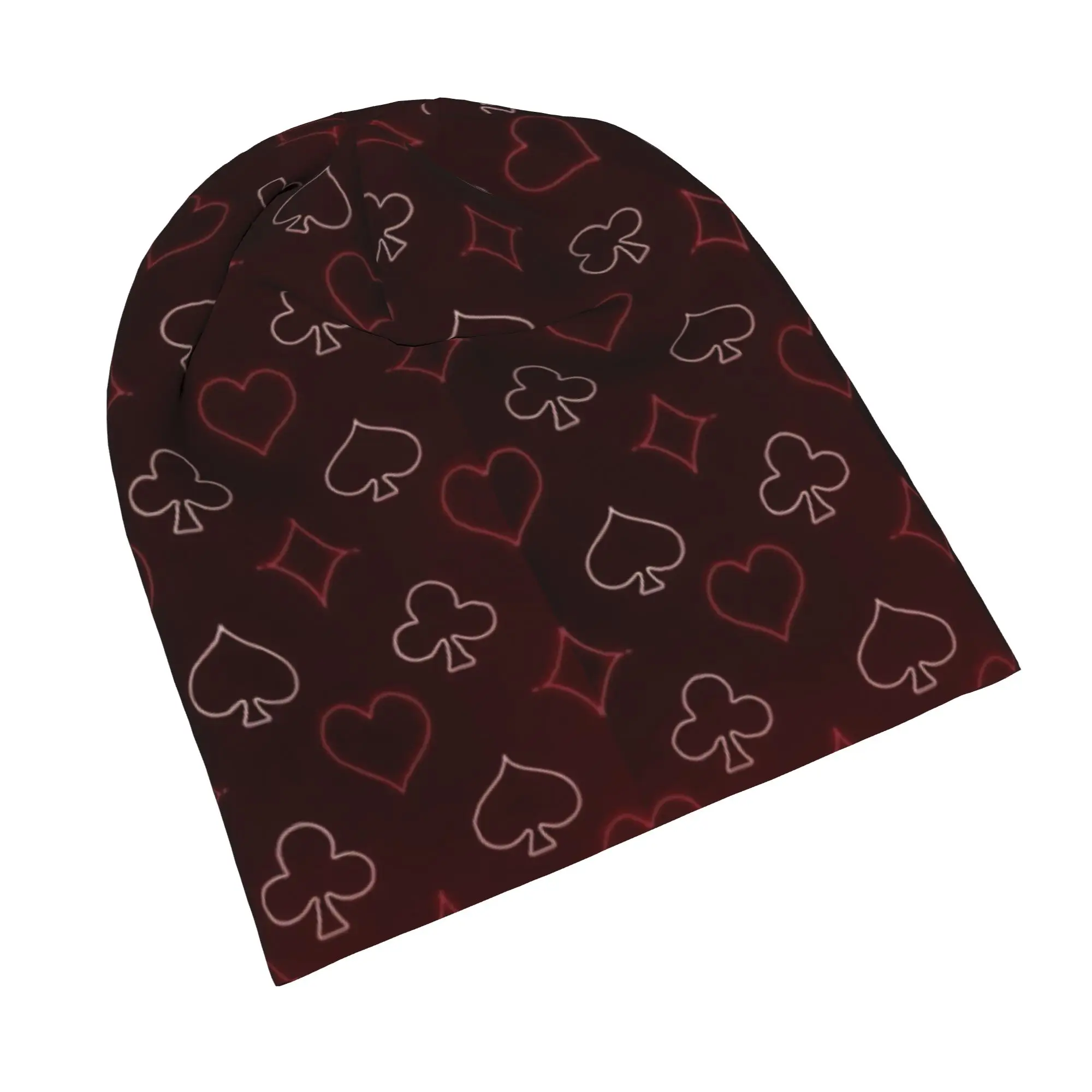 Red Queens Hearts Bonnet Hat Autumn Winter Outdoor Halloween Poker Skullies Beanies Hat Unisex Spring Multifunction Caps