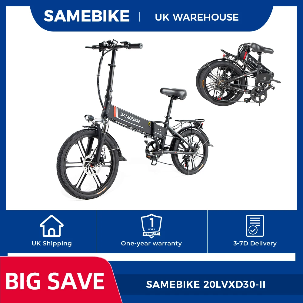 AliExpress NONE SAMEBIKE 20LVXD30-II Folding Electric Moped Bike 20'' Tire 48V 350W Motor 10Ah Battery 30km/h Max Speed  Pedal Assist & Throttle