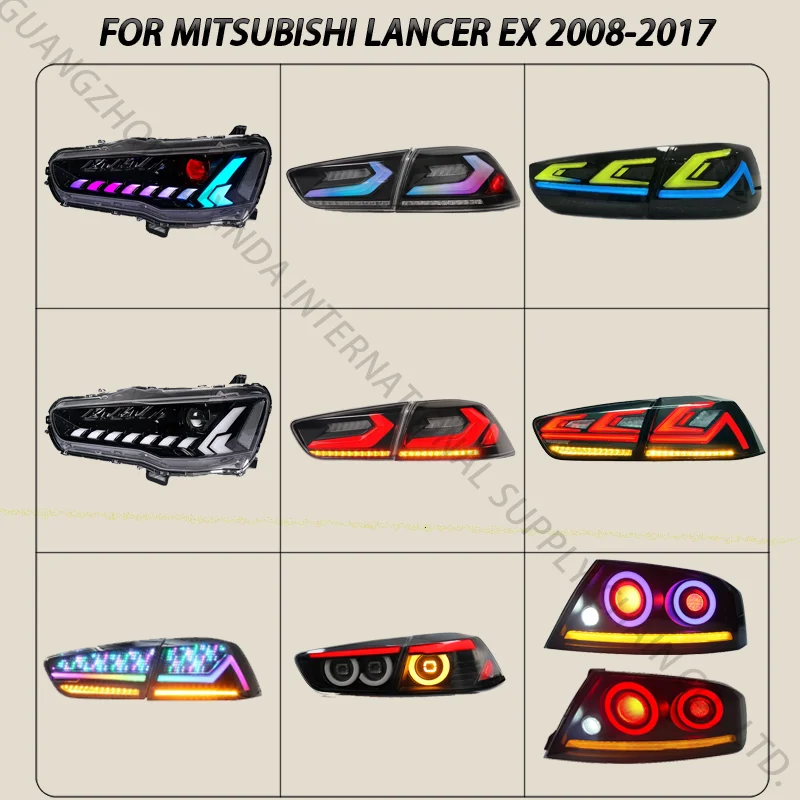مصابيح أمامية LED عالية الجودة لميتسوبيشي لانسر EX 2008 - 2023 لانسر EVO X RGB ملحقات الجسم أطقم ضوء الرأس 08-23