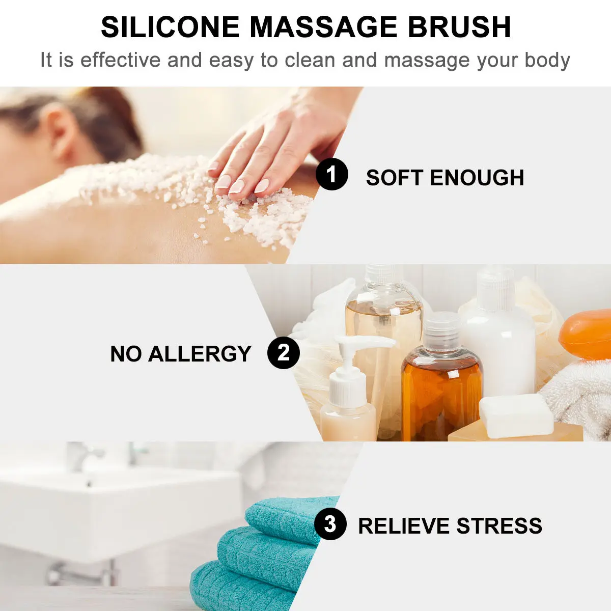 

2Pcs Bath Massage Silicone Glove Soft Bristles Semi Transparent White Dark Scrub Exfoliate Relax Silicone Massage