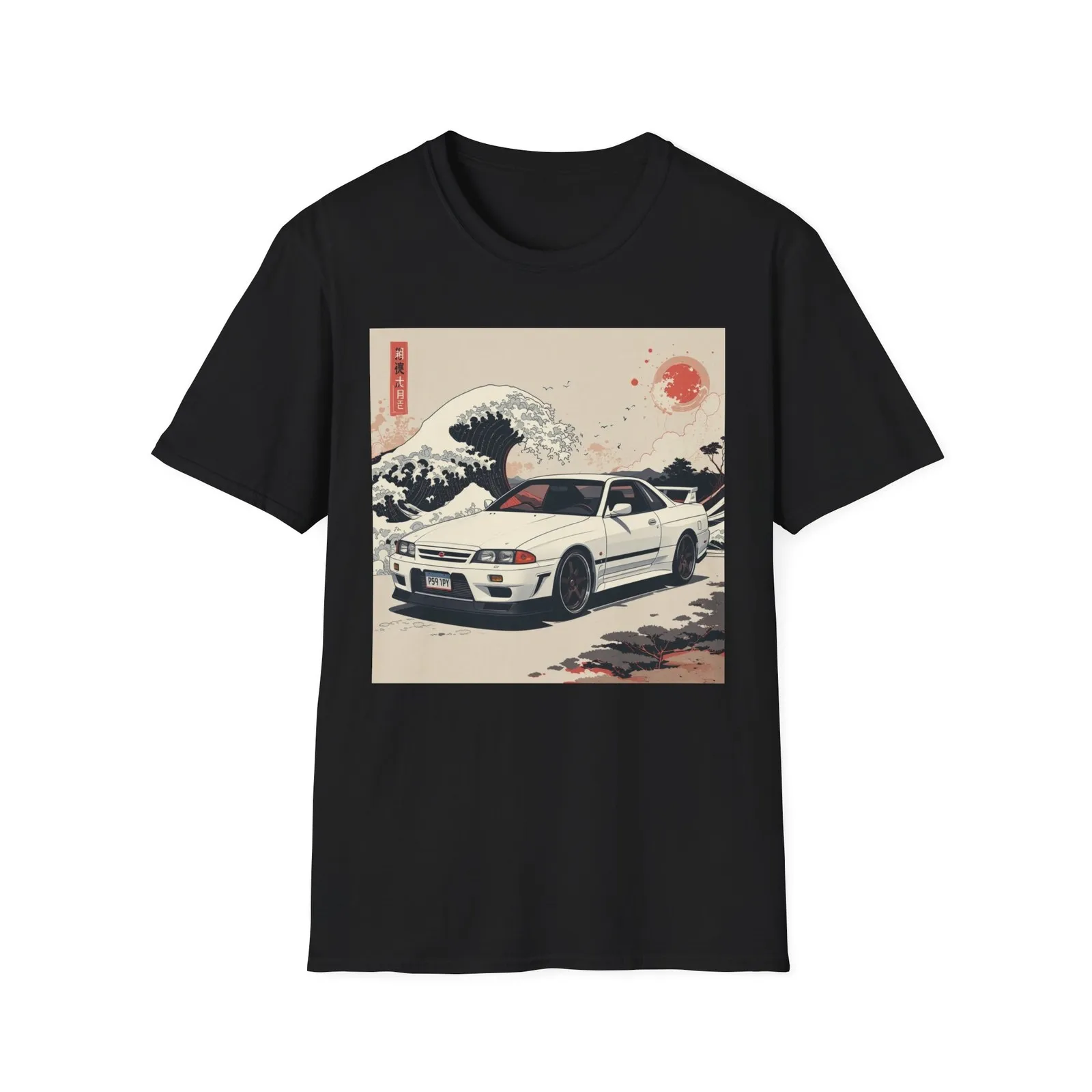 

Retro Japanese Car Design Tee, Great Wave Style, JDM Classic Graphic Print