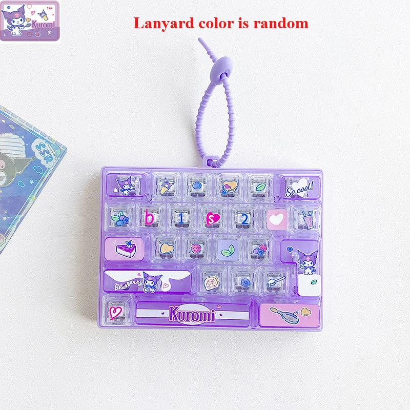 26-toetsen keycap sleutelhanger Sanrio 26‑Key Fidget Keyboard sleutelhanger Hello Kitty Kuromi Cinnamoroll stressverlichtende drukknop speelgoed tasbedel cadeau